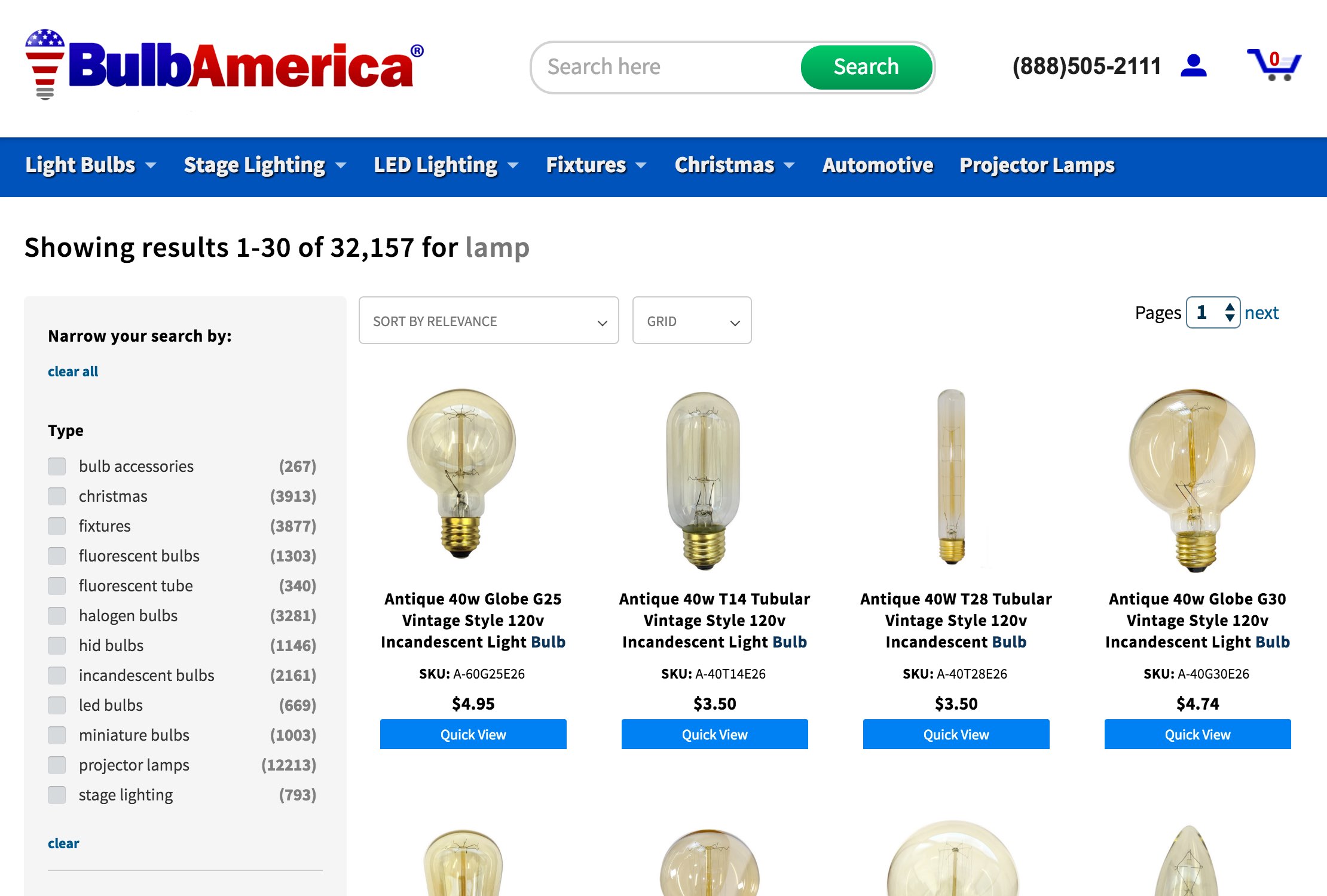 Swiftype Search for BulbAmerica